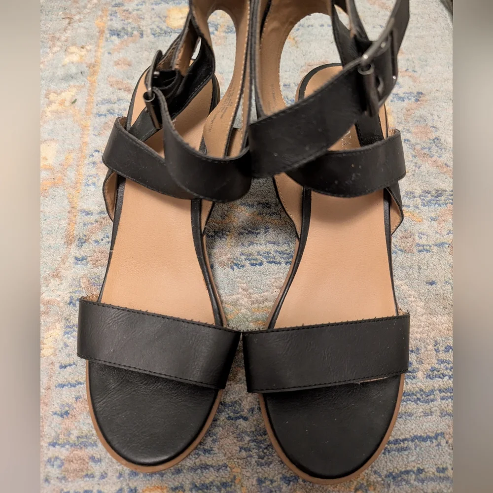 Merina Black Strappy Heels - Picture 2 of 7
